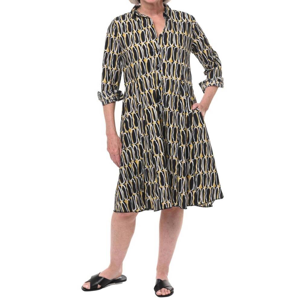 NEW TULIP CLOTHING classic shirt collins dress in olive oil
